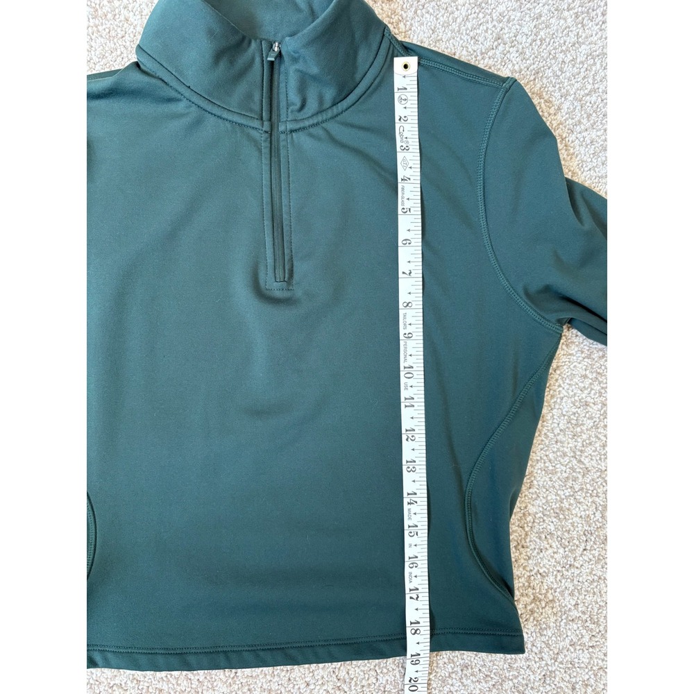 Fabletics 1/4 Athletic Preppy Zip Cropped Pullover Forest Green Thumbholes XS - Picture 6 of 6